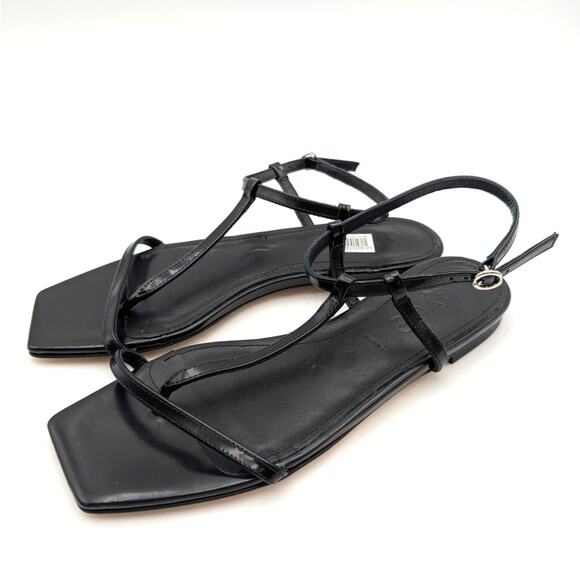 Aeyde Ella Slingback Thong Sandals Women's Leather Black Size US7 EU37 - Picture 1 of 11